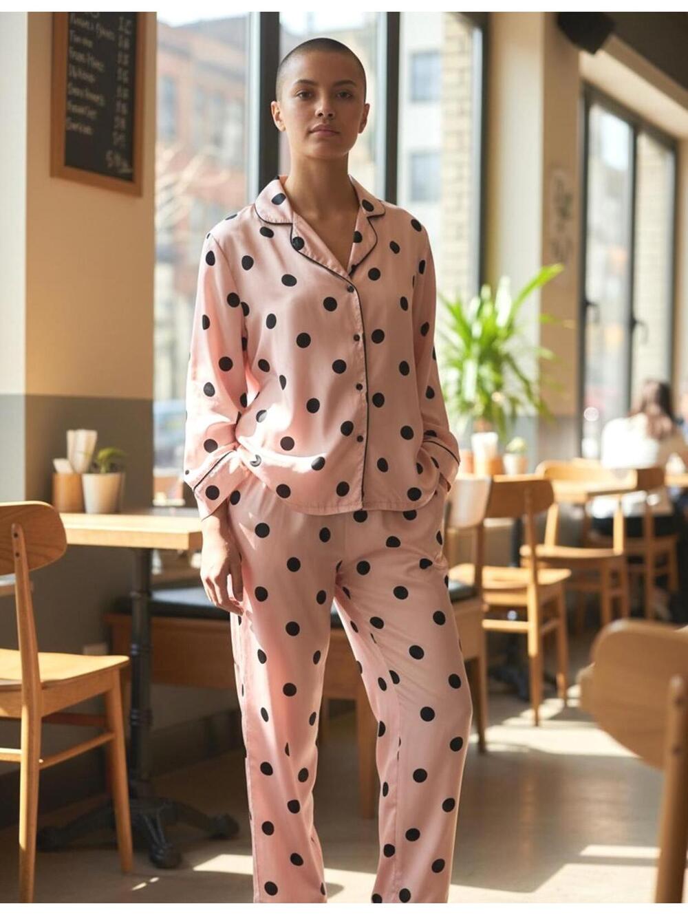Banana Republic Satin PolkaDot Pajamas Blush Color XL
